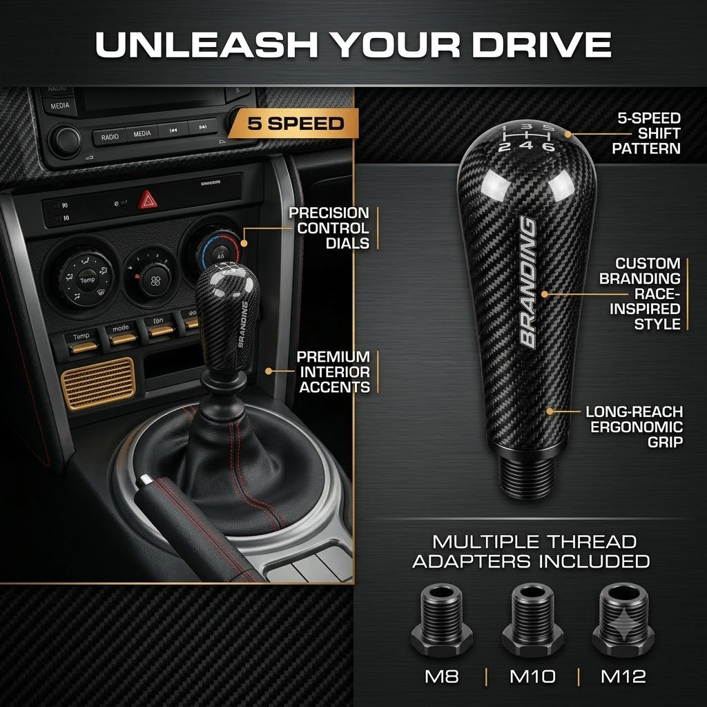 Carbon Fiber Gear Shift Knob – Universal Manual & Automatic Car Shifter
