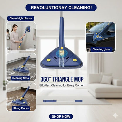 360° Rotating Triangular Mop – Effortless Corner & Edge Cleaning