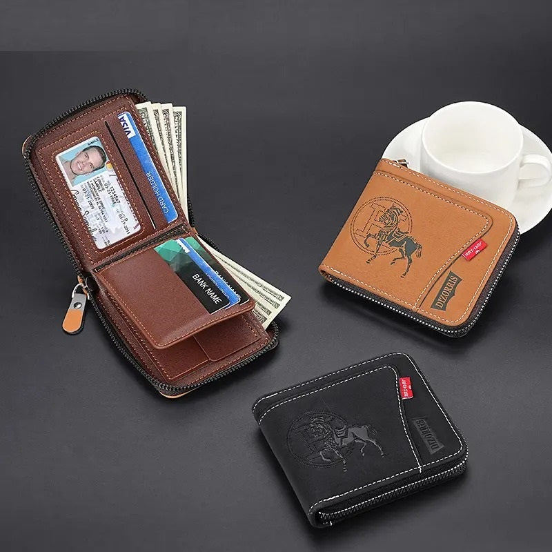 Men’s Retro Short Zipper Wallet – Stylish, Compact & Everyday Essential