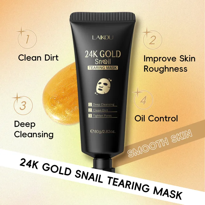 24K Gold Snail Peel Off Face Mask – Deep Cleansing & Hydrating Skincare Treatment