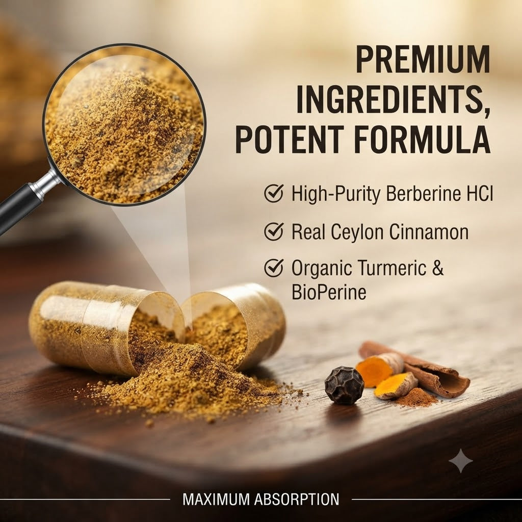 Berberine HCl Capsules with Ceylon Cinnamon, Turmeric & Black Pepper
