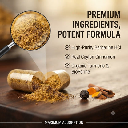 Berberine HCl Capsules with Ceylon Cinnamon, Turmeric & Black Pepper