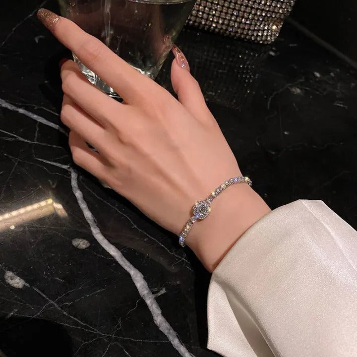 Korean Style Micro Rhinestone Tennis Bracelet – Chic, Adjustable & Elegant