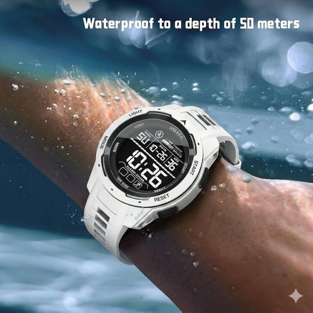 Men’s Sports Electronic Watch – Stopwatch, Alarm & Water Resistance