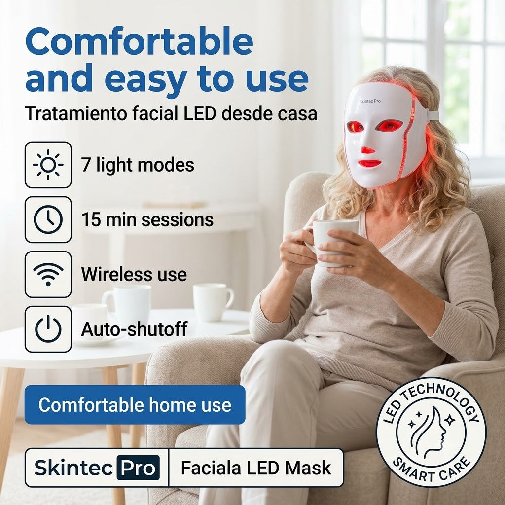 Wireless 7 Color LED Light Therapy Facial Device – Handheld Skin Care & Beauty Tool