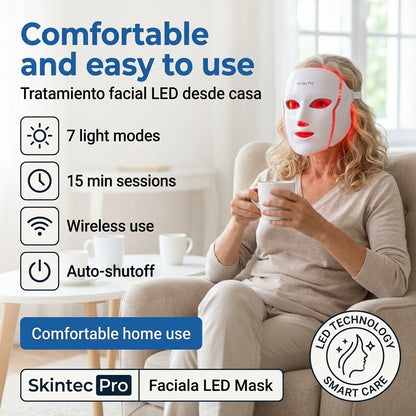 Wireless 7 Color LED Light Therapy Facial Device – Handheld Skin Care & Beauty Tool