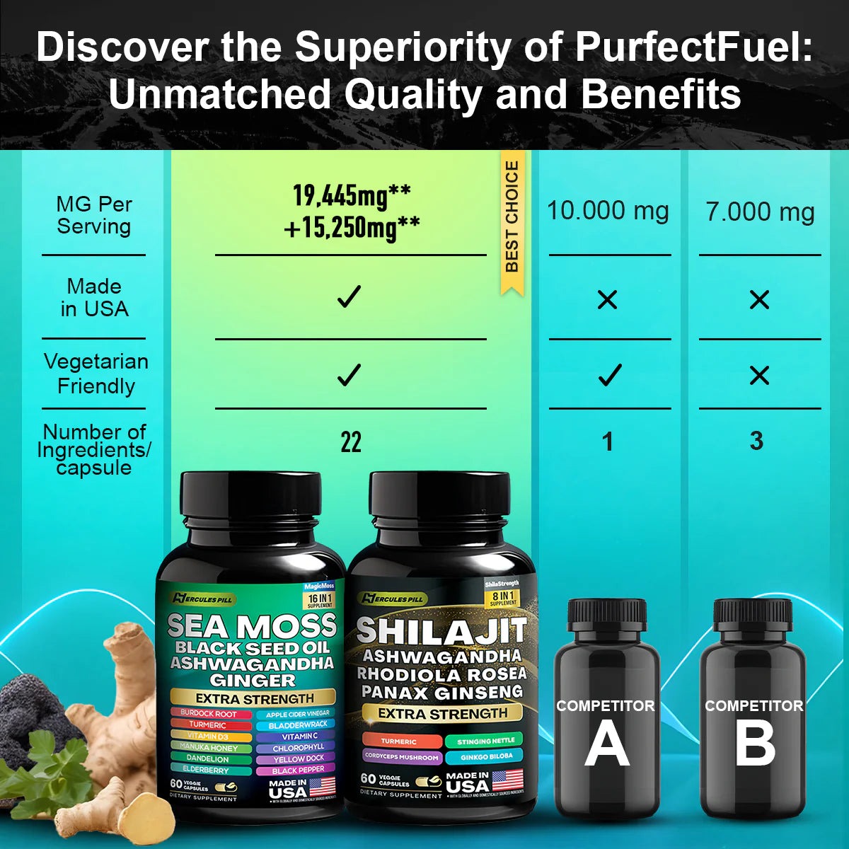 Vitality Bundle – Sea Moss, Shilajit, Ashwagandha & Ginger for Energy, Immunity & Libido