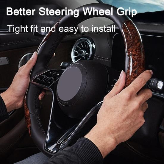 Anti-slip car steering wheel cover with wooden texture