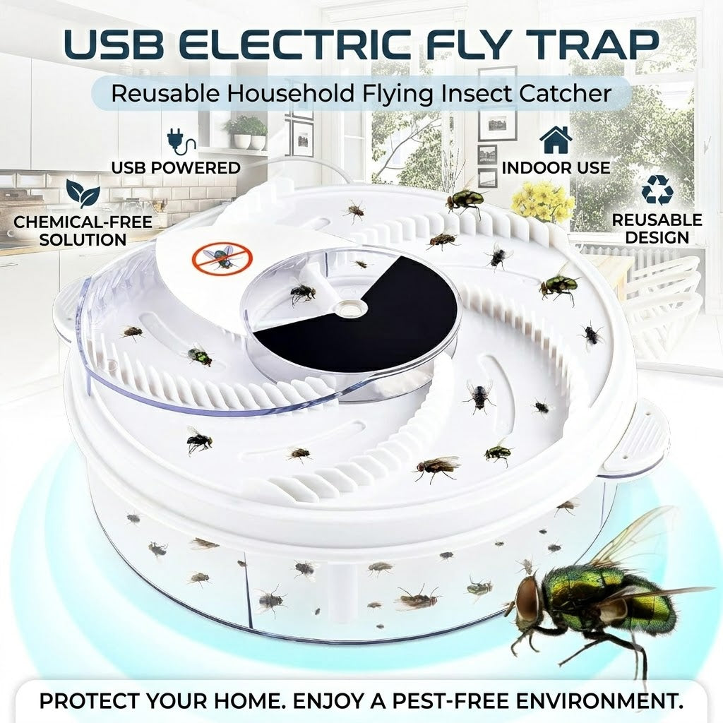 USB Electric Fly Trap – Reusable Household Flying Insect Catcher for Indoor Use