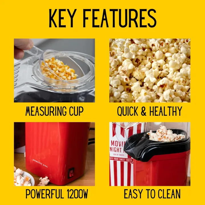 Pop Corn Machine Electric Automatic Hot Air Mini Popcorn Maker