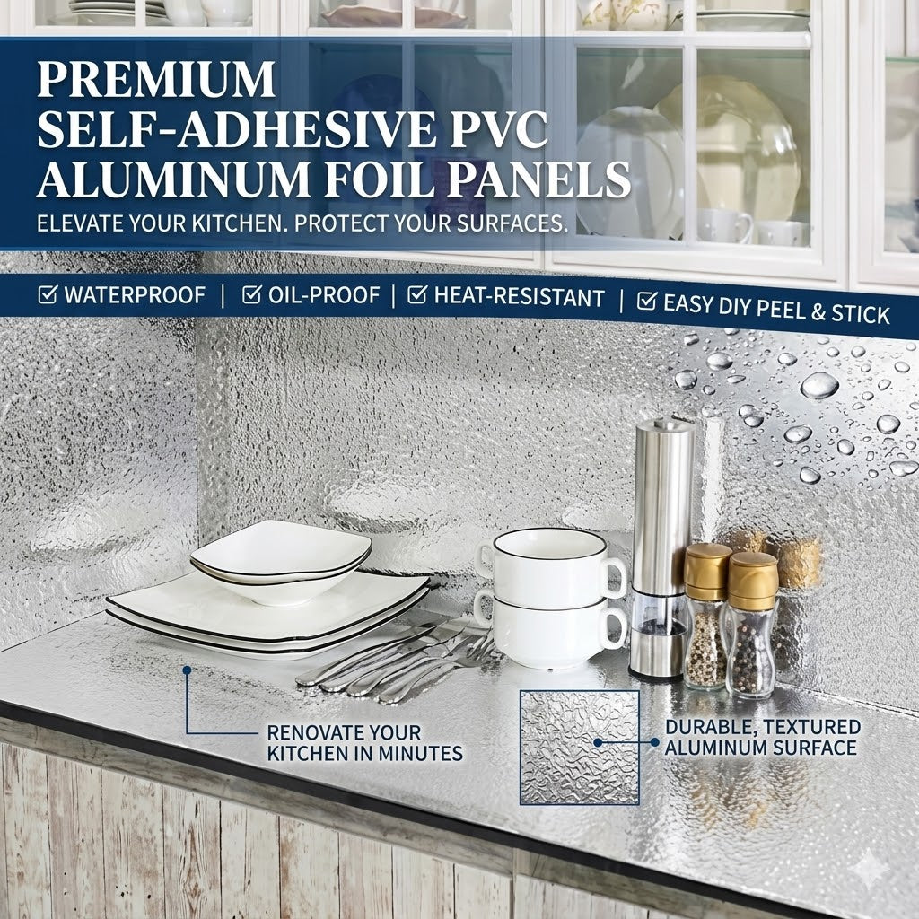 Self Adhesive Aluminum Foil Wall Panels – Waterproof Kitchen Backsplash Stickers