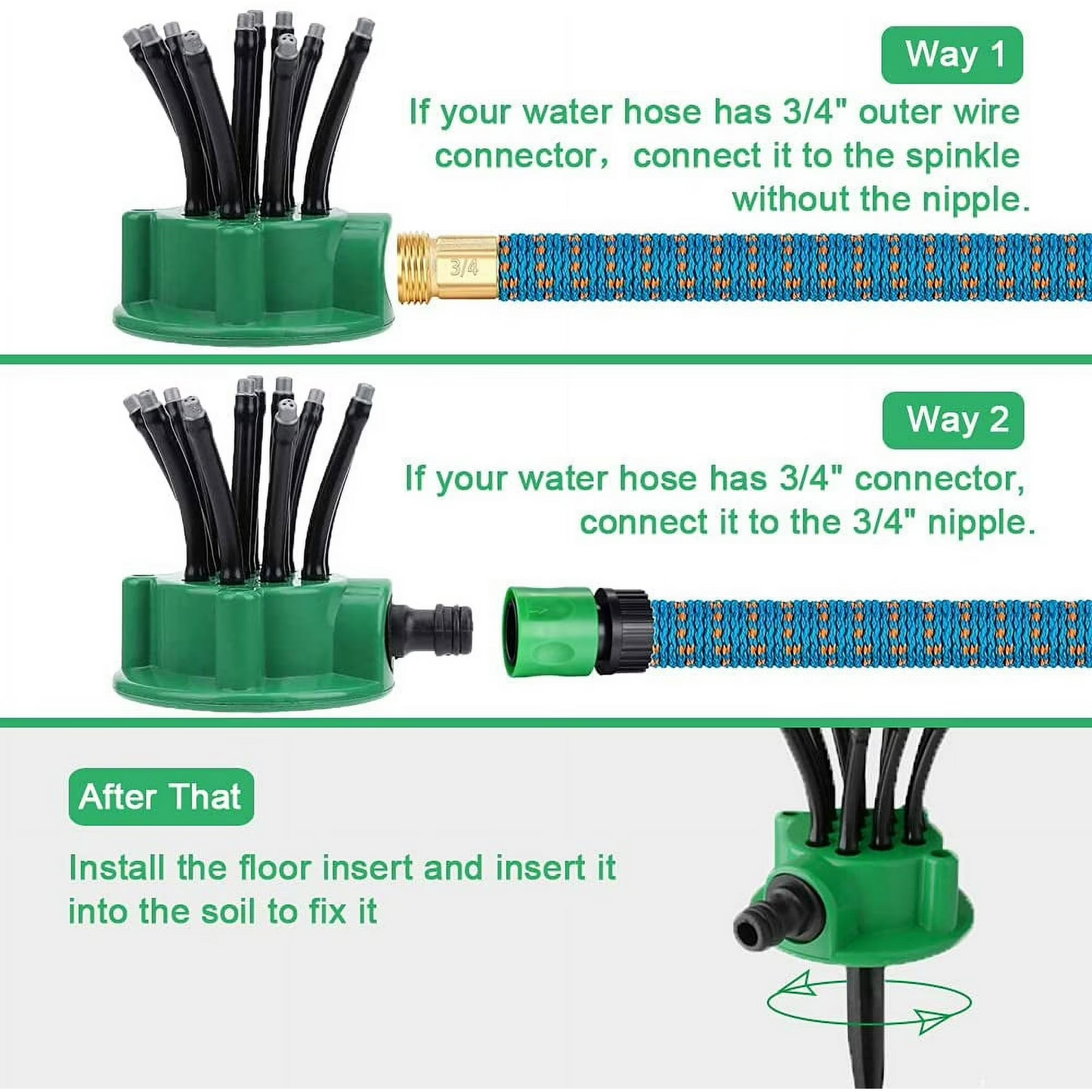 360° Multi-Head Garden Sprinkler – Full Coverage Watering System