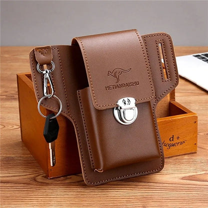 Men’s PU Leather Outdoor Waist Pouch Bag