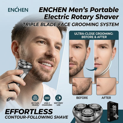 Men’s Portable Electric Rotary Shaver – Triple Blade Face Grooming System