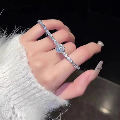 Korean Style Micro Rhinestone Tennis Bracelet – Chic, Adjustable & Elegant