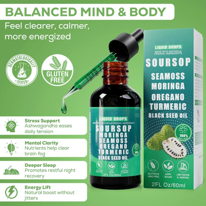 Organic 10-in-1 Soursop Drops – Natural Herbal Liquid Supplement
