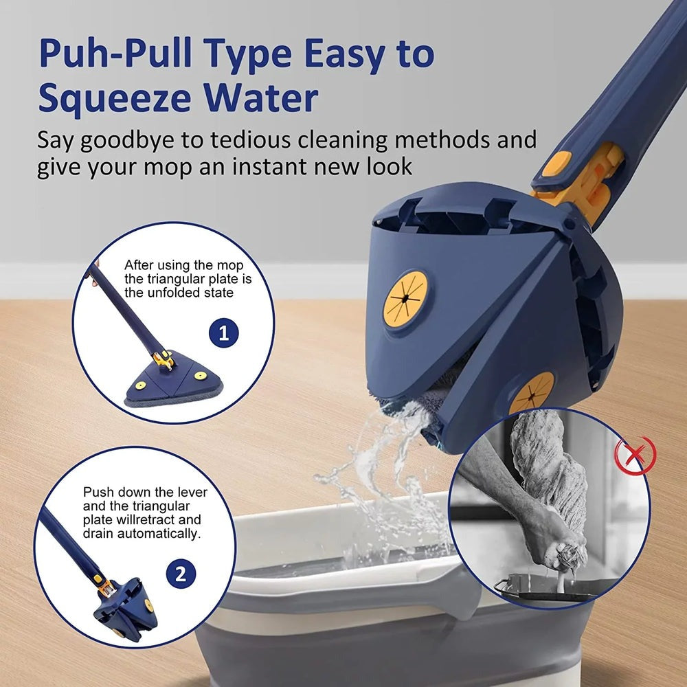 Effortless 360° Cleaning — Rotating Wringer Mop Set