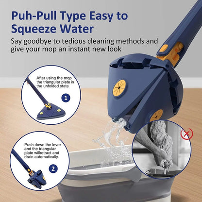 Effortless 360° Cleaning — Rotating Wringer Mop Set