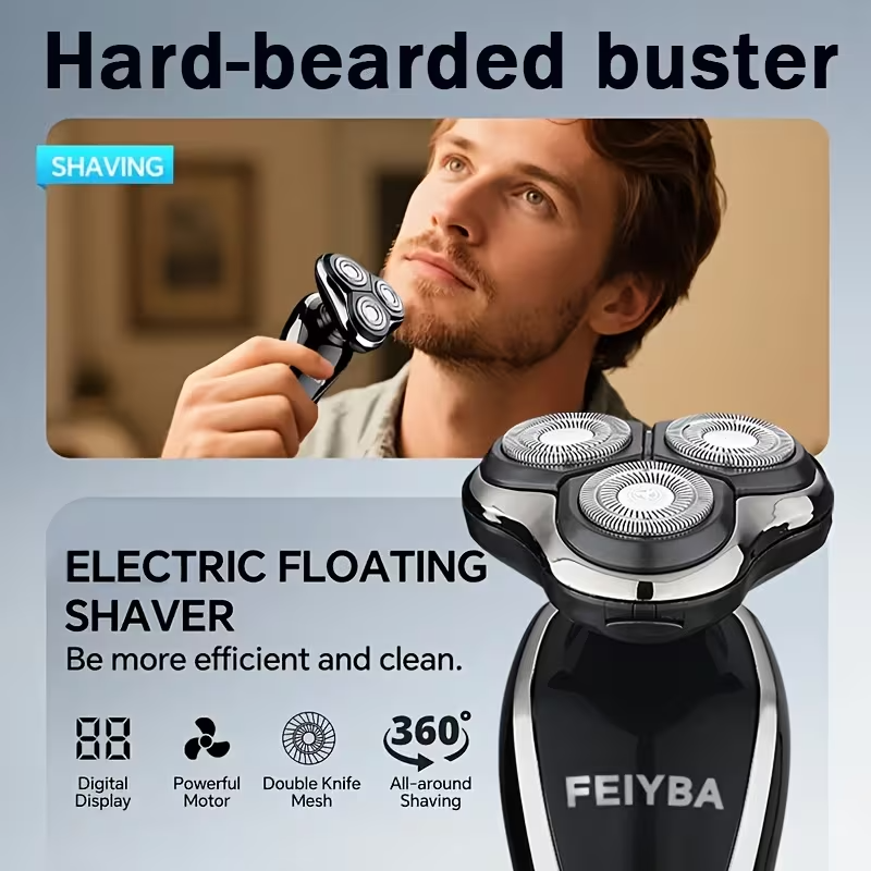 Men’s Portable Electric Rotary Shaver – Triple Blade Face Grooming System