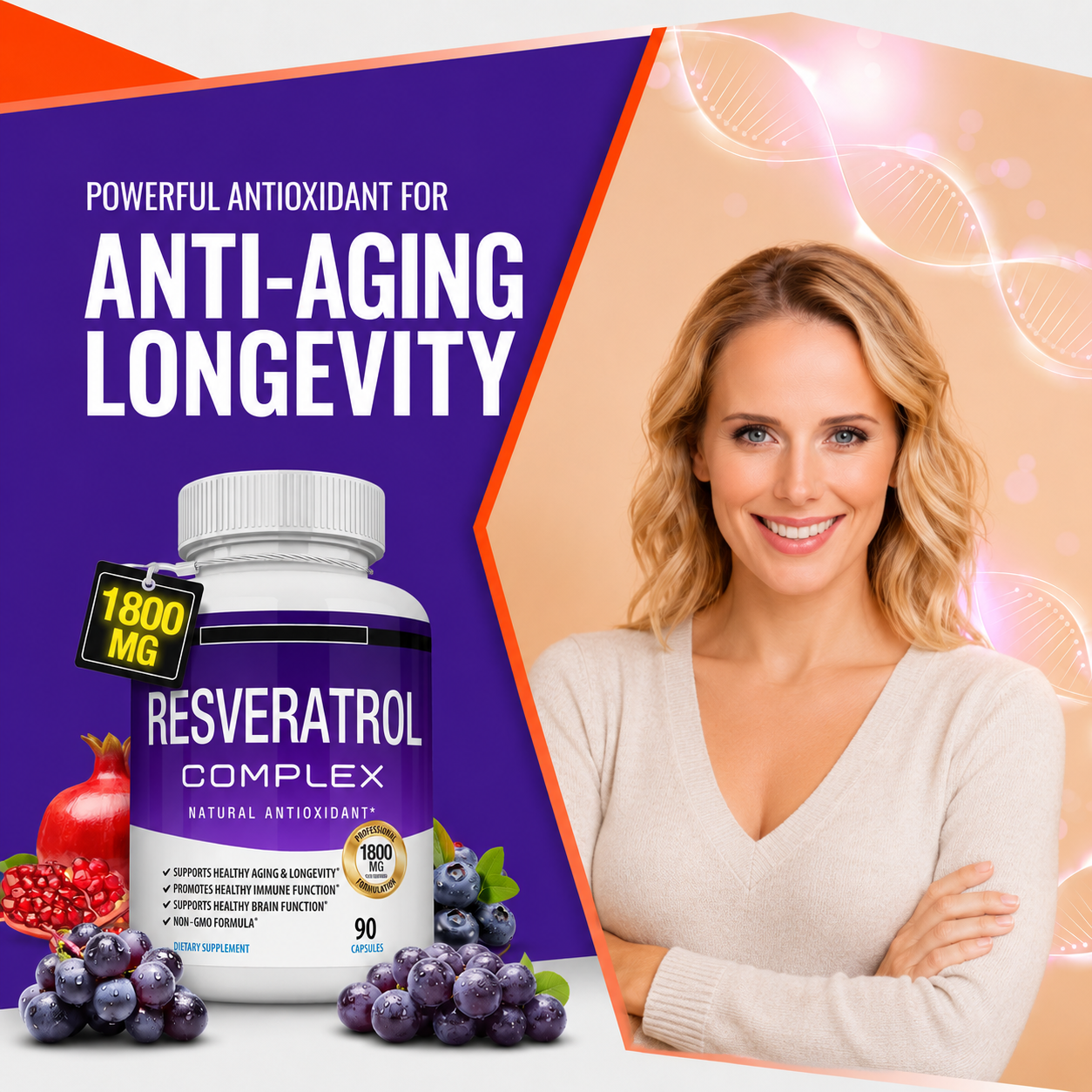 Children's Resveratrol Supplement Capsules – 1800mg Antioxidant Formula for Daily Wellness