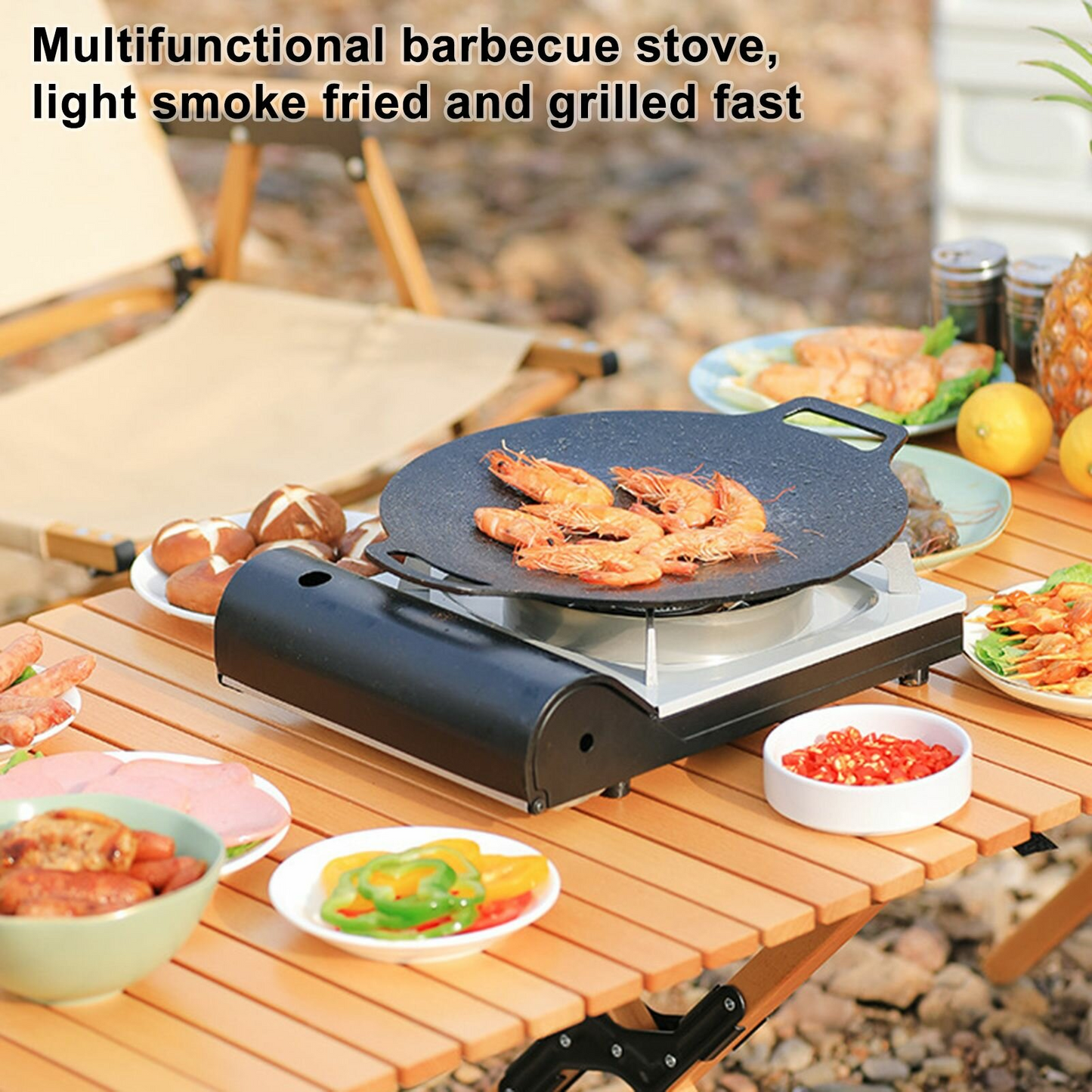 Outdoor Iron BBQ Grill Pan – Korean Style Portable Teppanyaki Plate