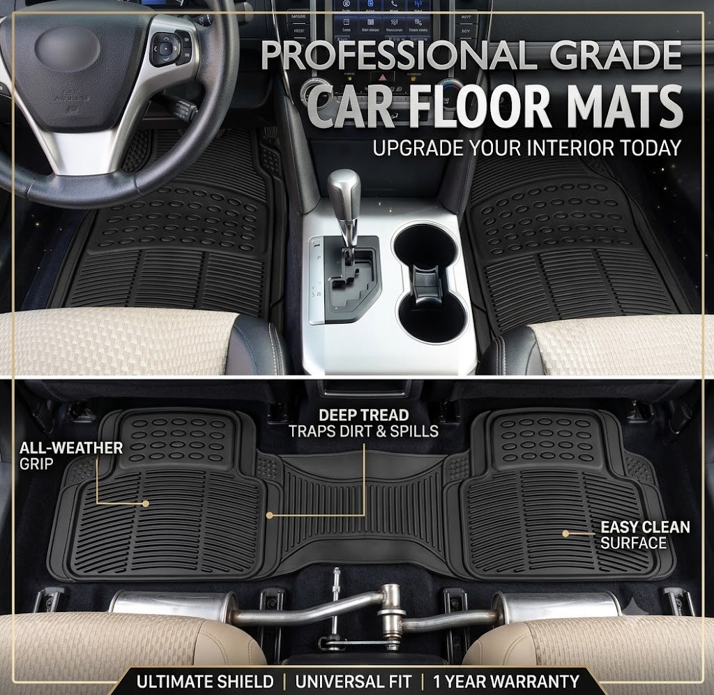 Luxury Anti-Slip Car Floor Mats – Waterproof Universal Fit PVC & XPE Car Mat Set