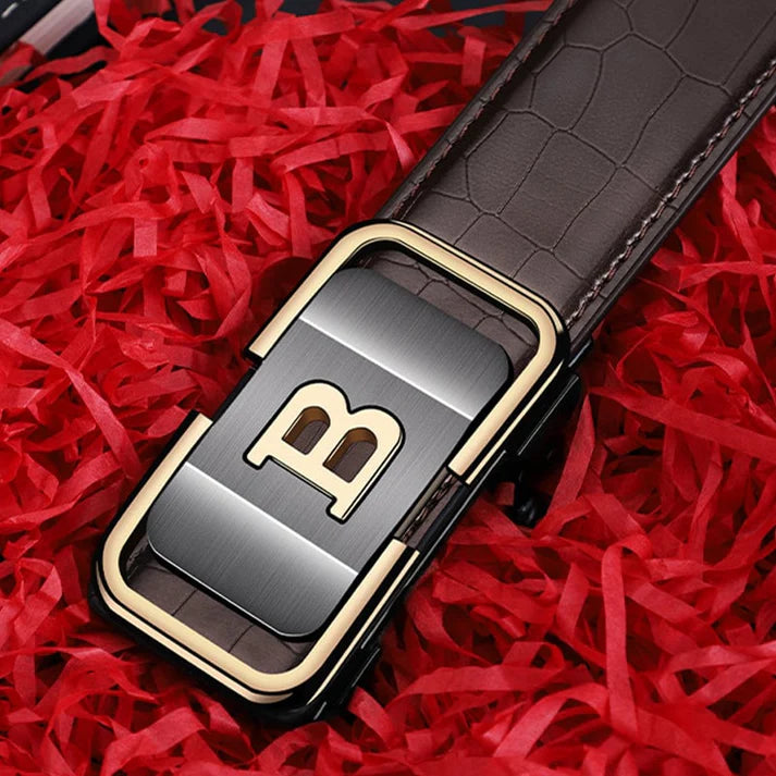 Men's Auto Buckle Belt Crocodile Style, Effortless Fit
