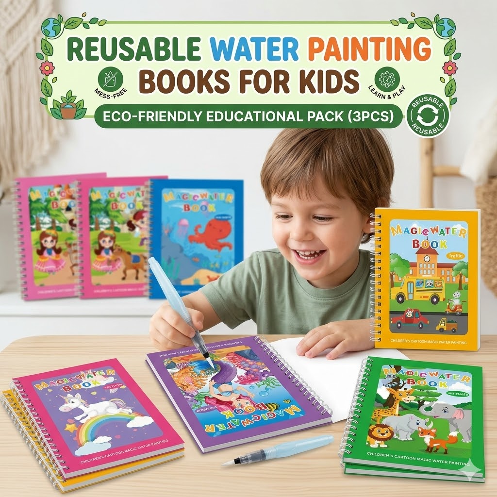 Reusable Water Painting Books for Kids – Eco-Friendly Educational Pack