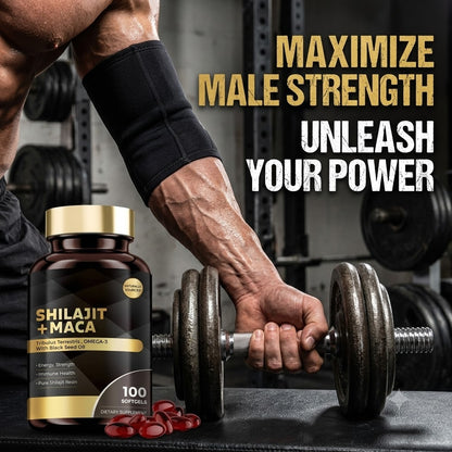 Shilajit + Maca Softgels with Tribulus & Black Seed Oil with Omega-3