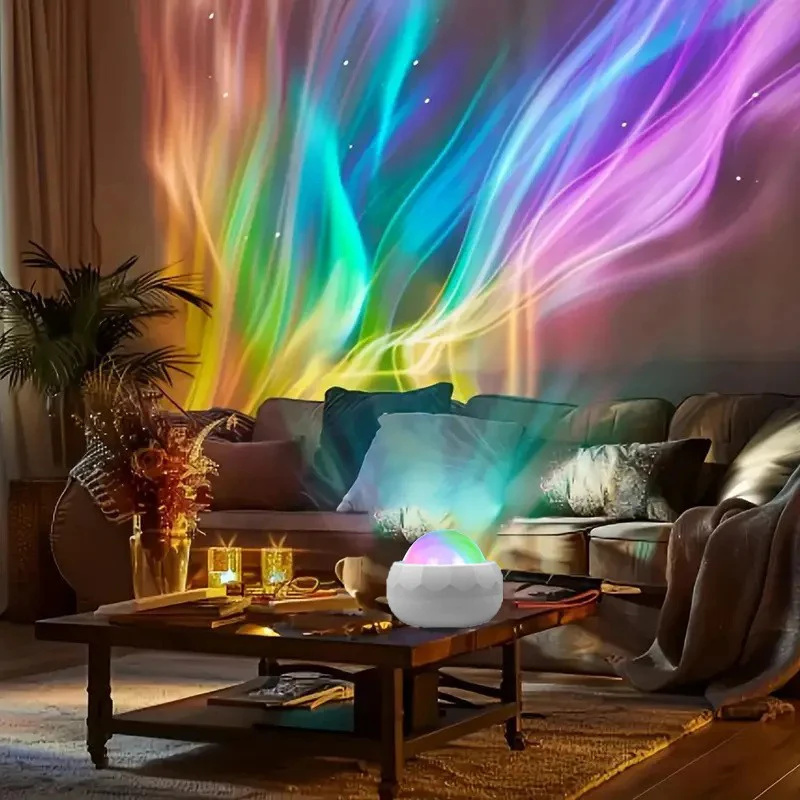 Northern Lights Star Projector – Rainbow Water Ripple Galaxy Night Light