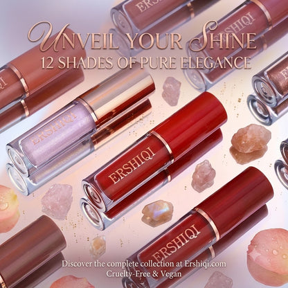 12-Color Lip Gloss Set Matte & Pearl Finish