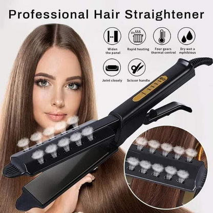 Professional Titanium Hair Straightener – Wet & Dry Dual Use Salon Flat Iron