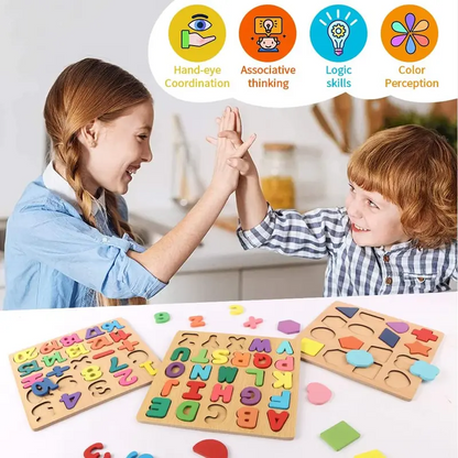 Montessori Wooden Learning Board – Alphabet, Numbers & Hand-Eye Coordination Toy