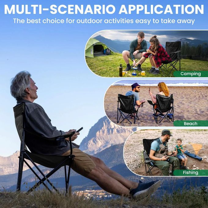 Portable Folding Camping Chair Lightweight Outdoor Chair with Armrests
