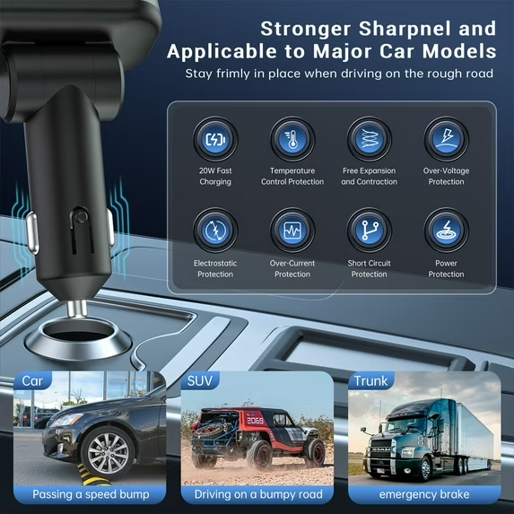 4 in 1 Starlight Car Charger – Fast Charging with Retractable Cables
