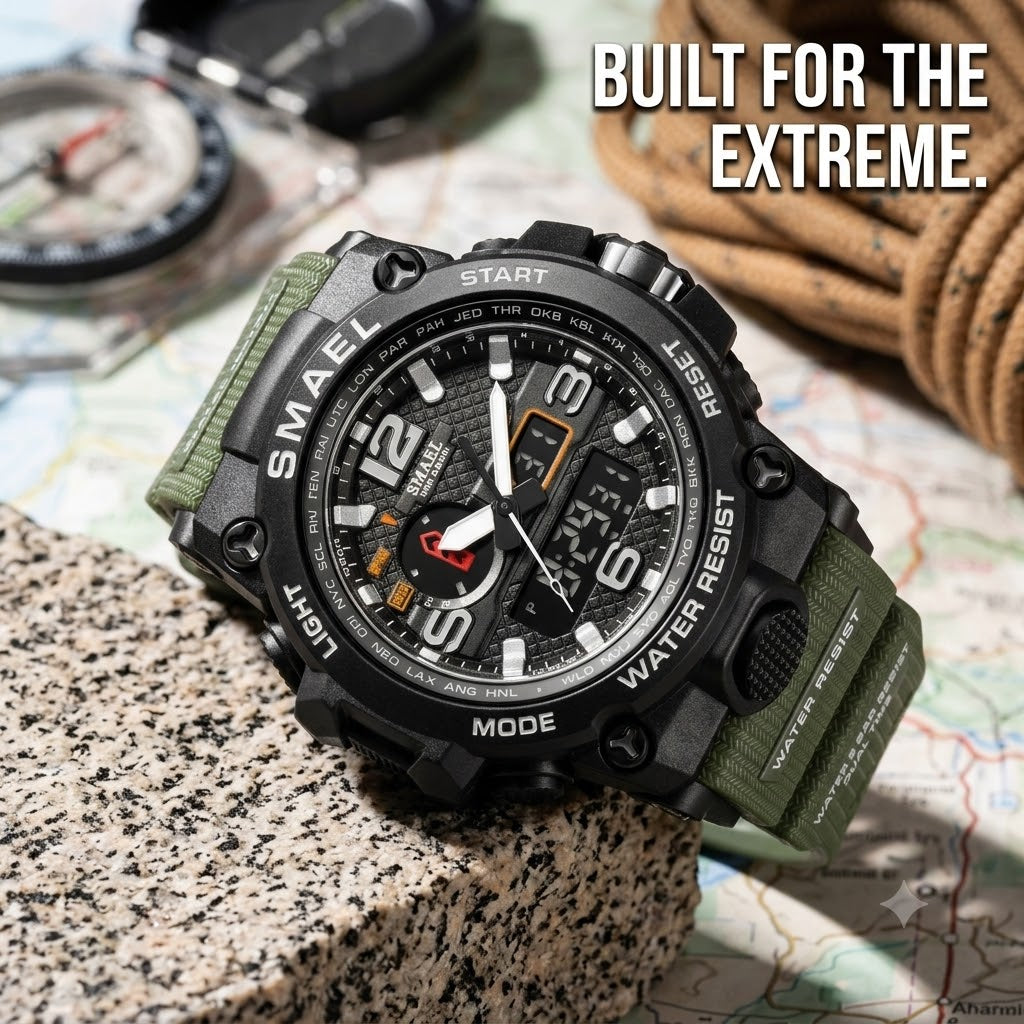 SMAEL 1545D Men's Quartz Sports Wristwatch with Silicone Strap