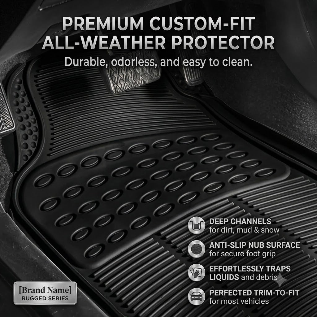 Luxury Anti-Slip Car Floor Mats – Waterproof Universal Fit PVC & XPE Car Mat Set