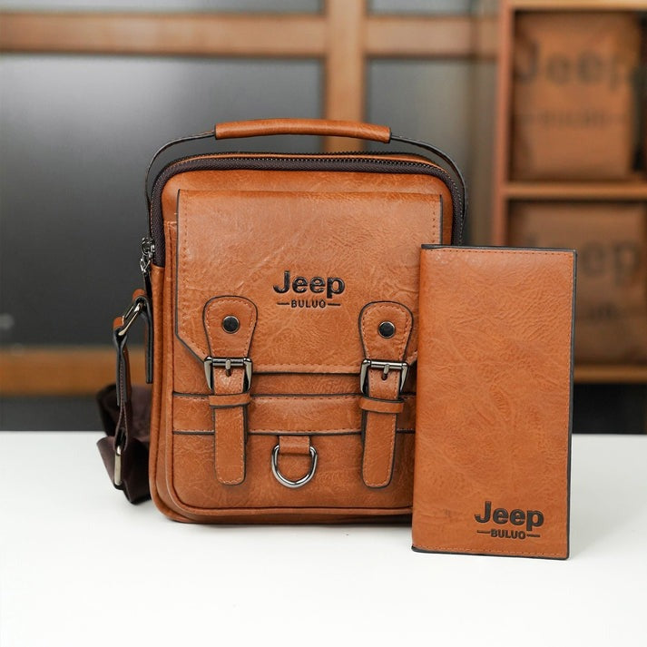 Men’s Waterproof Leather Crossbody Bag – Stylish Shoulder Messenger Bag