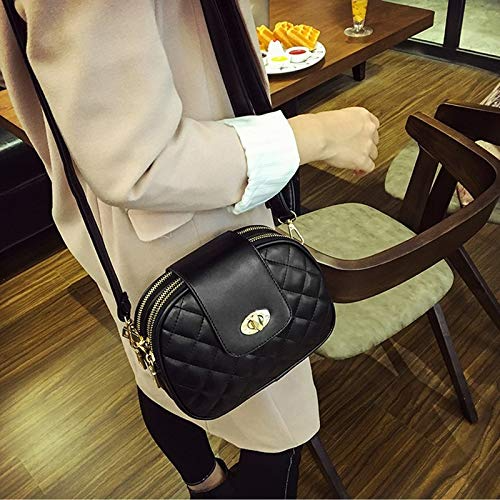 Women's Diamond-Pattern Small Shoulder Bag – Stylish Three Layer Rectangular Crossbody Purse