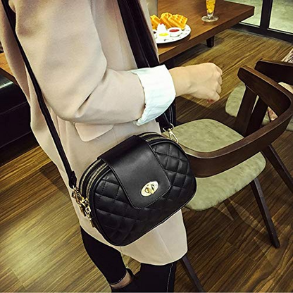 Women's Diamond-Pattern Small Shoulder Bag – Stylish Three Layer Rectangular Crossbody Purse