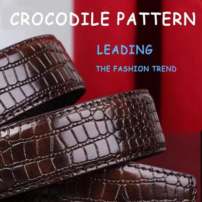 Men's Auto Buckle Belt Crocodile Style, Effortless Fit