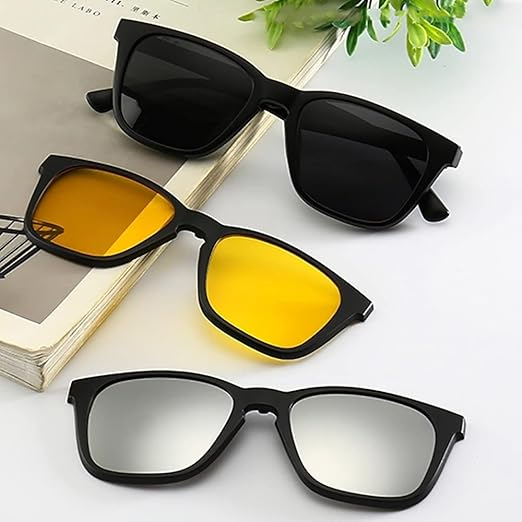 5 in 1 Magnetic Clip On Sunglasses – Polarized Interchangeable Eyewear