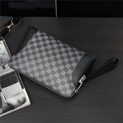 Luxury Men’s Vintage Clutch Wallet — Check Design