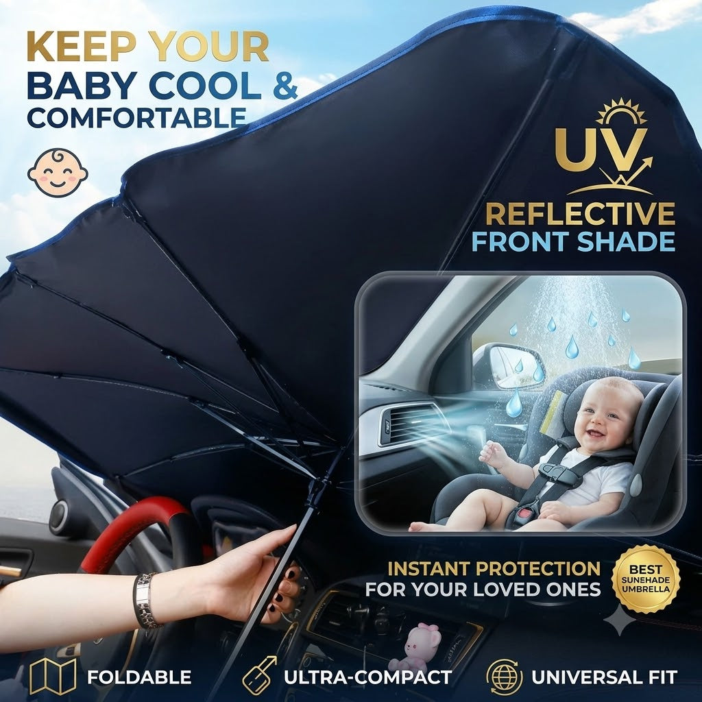 Car Windshield Sunshade Umbrella – Foldable UV Reflective Front Windshield Cover