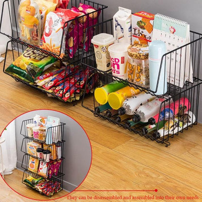 Stackable Metal Wire Rolling Storage Cart