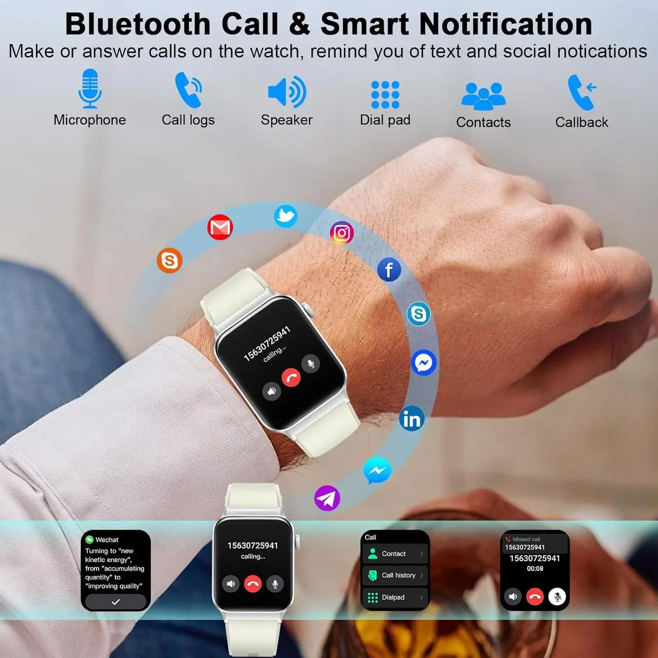 Smart Sports Watch – Bluetooth Calling & Multi Function Fitness Smartwatch