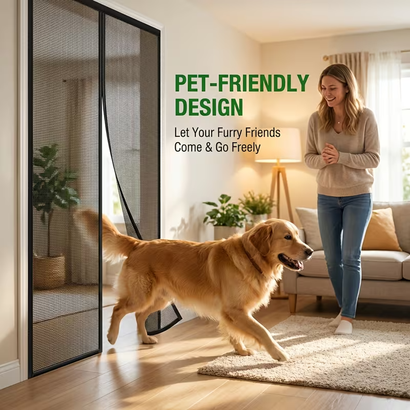 Magnetic Mesh Door Screen – Automatic Closing Anti Mosquito Insect Screen Curtain