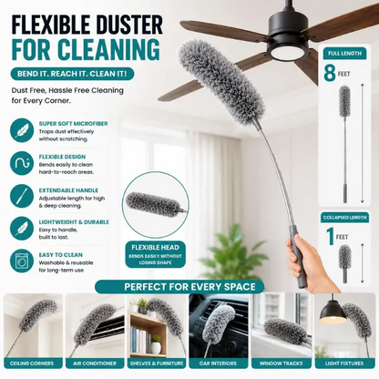 Telescopic Electrostatic Feather Duster – Extendable Dust Cleaning Tool