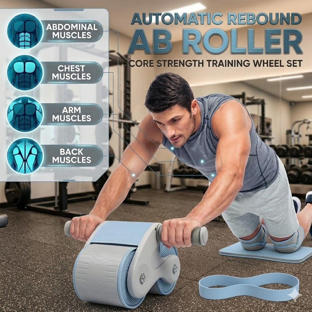 Automatic Rebound Ab Roller – Core Strength Training Wheel Set