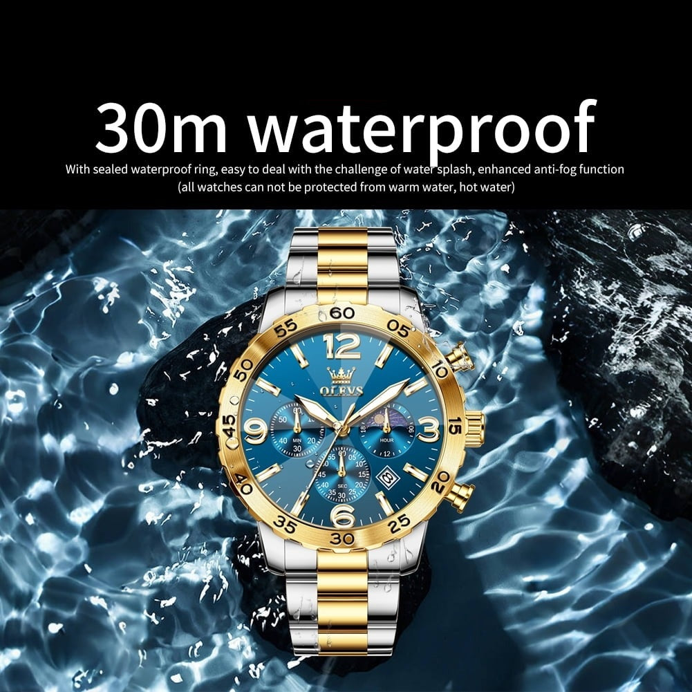 Men’s Fashion Chronograph Quartz Watch — Big Dial & Moon Phase